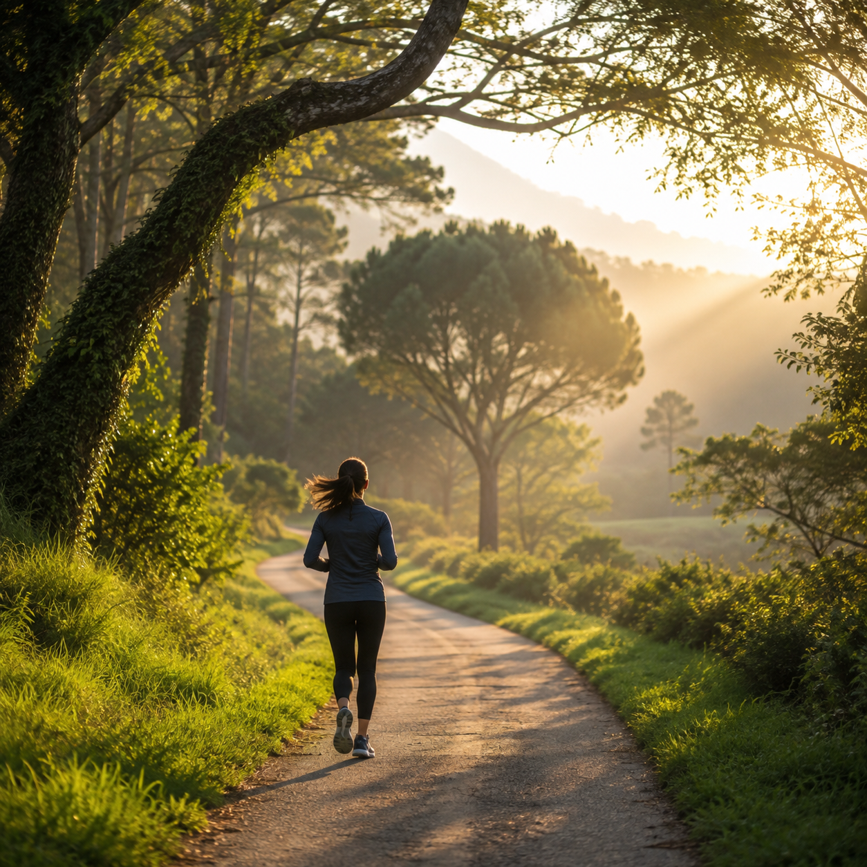 Woman running in bushland
