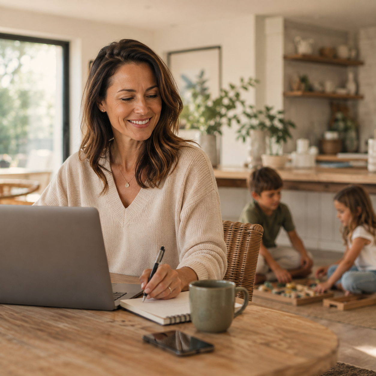 Busy parent balancing work and family life
